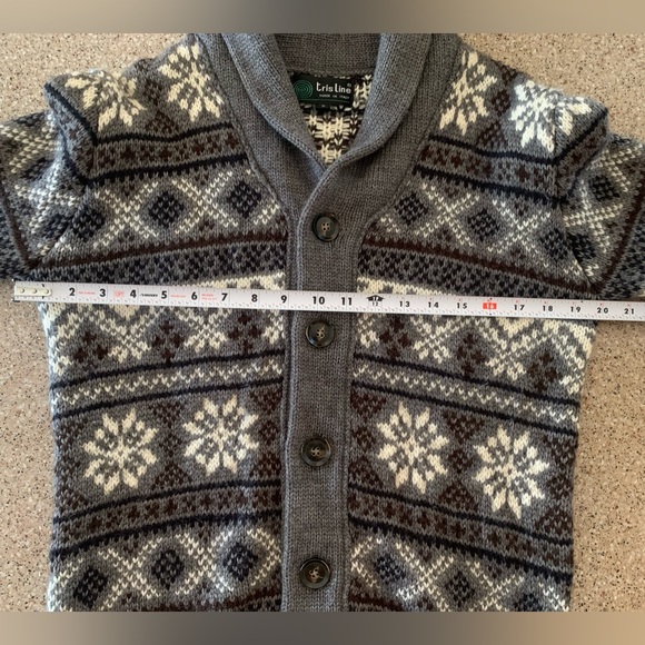 Tris line Wool Blend Men’s Cardigan Sweater - Picture 8 of 10